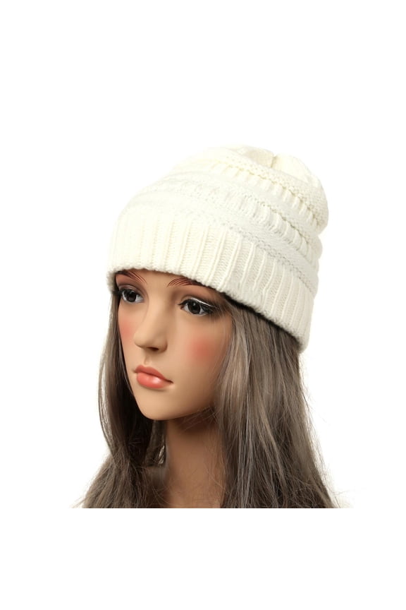 Unisex Thickened Beanie Chunky Soft Stretch Cable Knit Warm Fuzzy Lined Skully Beanie Solid Color Soft Fashionable Warm Coarse Hat For Women Men