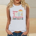 thumbnail image 1 of Nrmvnmi Vintage 40 Birthday Decorations Women 40th Big Day 1984 Tee T-Shirt Graphic Prints Sleeveless Tank Top Round Neck Blouse Top Mothers Day Gifts, 1 of 5