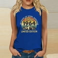 thumbnail image 1 of Nrmvnmi Vintage 60 Birthday Decorations Women 60th Big Day 1964 Tee T-Shirt Graphic Prints Sleeveless Tank Top Round Neck Blouse Top Mothers Day Gifts, 1 of 5