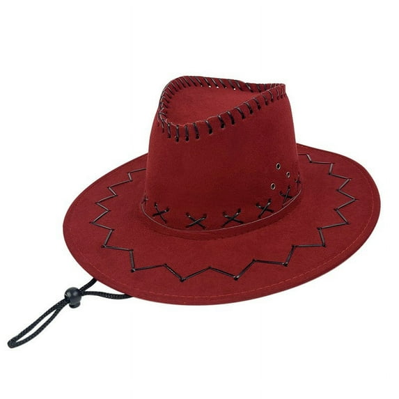 Nrmvnmi Western Cowboy Hat Adult Casual Solid Suture Summer Western Fashion Cowboy Sun Hat Wide Brim Clothes Cowboy Hat Jazz Hat Strap Drawstring For Men Women