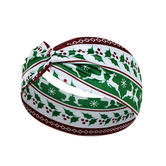 Nrmvnmi Wide Bandana headbands for Women Boho Bandeau Headbands Knot Hair Scarf Bands Stretch Floral Printed Non Slip Headbands Elastic Turban Head Wraps Thick Christmas Headbands