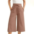 thumbnail image 1 of Nrmvnmi Wide Leg Cropped Palazzo Pants for Women Culottes with Pockets Summer Gaucho Pants Mothers Day Gifts, 1 of 7