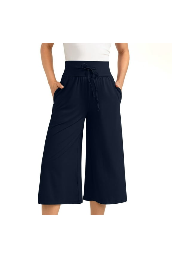 Wide Leg Cropped Palazzo Pants for Women Culottes with Pockets Summer Gaucho Pants Mothers Day Gifts