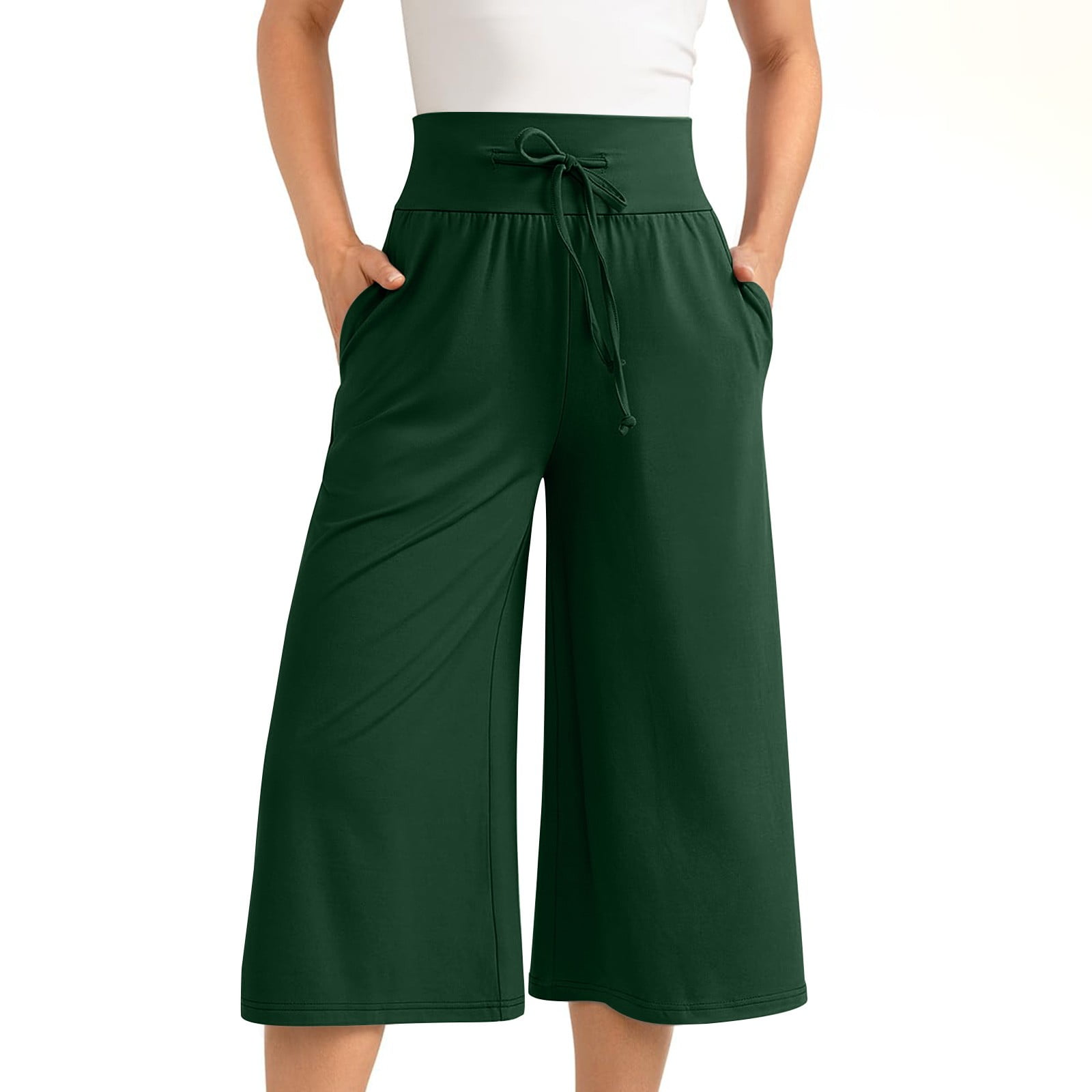 Nrmvnmi Wide Leg Cropped Palazzo Pants for Women Culottes