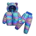 thumbnail image 1 of Nrmvnmi Winter Down Coats Sets For Kids Baby Boys Girls Light Puffer Padded Jacket Bear Hoods With Pocket Infant Outerwear And High Waisted Elastic Pants Windproof And Warm Two-Piece Set, 1 of 1