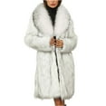 thumbnail image 1 of Nrmvnmi Winter Faux Fur Long Coat for Women Plus Size Warm Cotton Jackets Casual Open Front Long Sleeve Sherpa Outerwear Overcoat Fall Fashion Open Front Long Shaggy Coat White L, 1 of 6