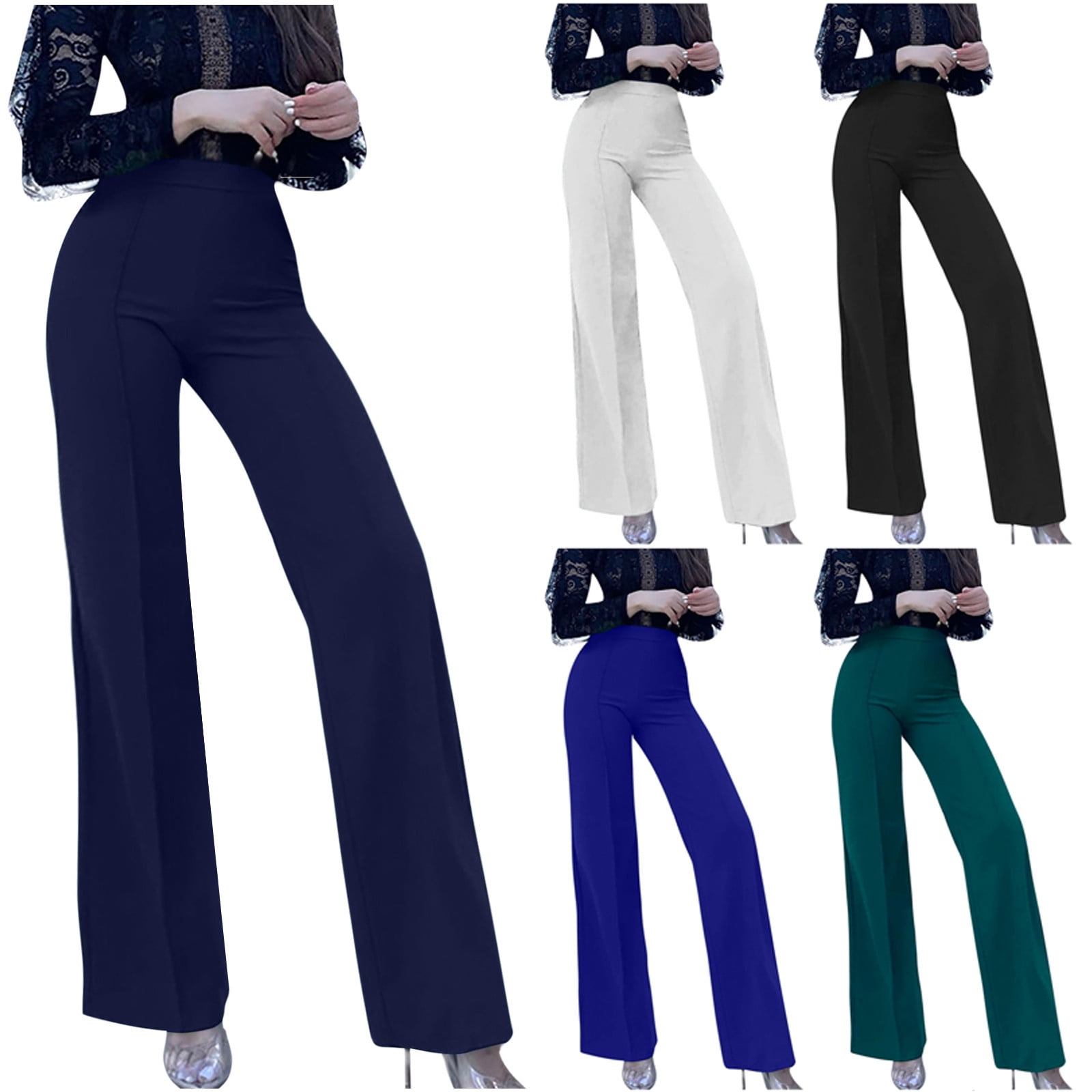 Women's High Waist Bootcut Dress Pants - Stretchy Ponte Fabric, 4 Inseam Lengths (28-34"), Tummy Control Office Pants