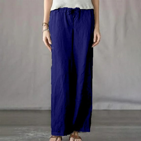 Nrmvnmi Women Linen Pants Solid Color High Waist Wide Leg Pants Casual Loose Long Trousers with Pockets Mothers day Gifts for Wife