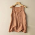 thumbnail image 1 of Nrmvnmi Women Natural Linen Sleeveless Tank Tops Basic Summer Casual Solid Color Crewneck Blouse Mothers day Gifts for Wife, 1 of 3