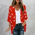 thumbnail image 1 of Nrmvnmi Women Open Front Lightweight Cardigan Summer Puff Sleeve Cardigans Fashion Floral Printed Kimono Cardigan Casual Loose Fit Cover Up Blouse Tops, 1 of 5