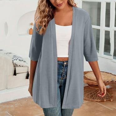 Nrmvnmi Women Open Front Lightweight Cardigan Summer Puff Sleeve Cardigans Fashion Floral Printed Kimono Cardigan Casual Loose Fit Cover Up Blouse Tops