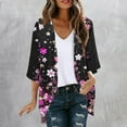 thumbnail image 1 of Nrmvnmi Women Open Front Lightweight Cardigan Summer Puff Sleeve Cardigans Fashion Floral Printed Kimono Cardigan Casual Loose Fit Cover Up Blouse Tops, 1 of 5