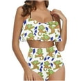 thumbnail image 1 of Nrmvnmi Women Two Piece Swimsuits Halter Top And Underpants Ruffle High Waisted Bikini Ruched Bathing Suit with Bottom Mothers Day Gifts, 1 of 5