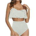 thumbnail image 1 of Nrmvnmi Women Two Piece Swimsuits Halter Top And Underpants Ruffle High Waisted Bikini Ruched Bathing Suit with Bottom Mothers Day Gifts, 1 of 5