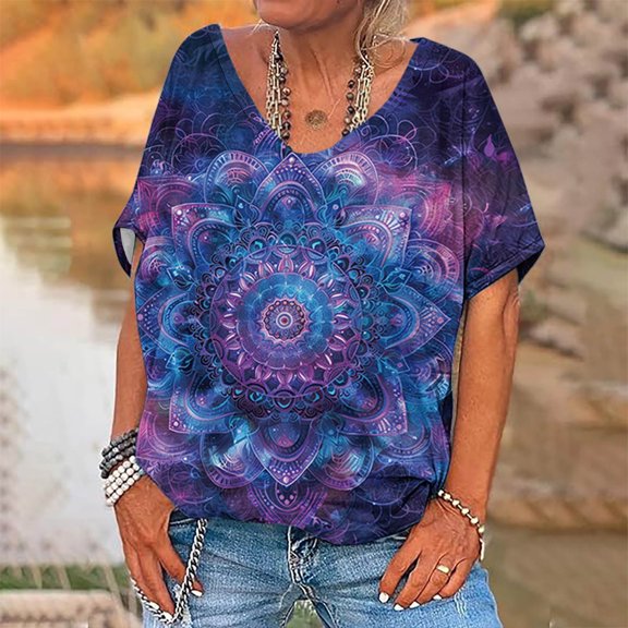 Nrmvnmi Women's 3/4 Cap Sleeve Tops V Neck Solid Color Shirt Casual Trend T-Shirt Summer Pullover Basic Version Mothers Day Gifts