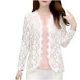 thumbnail image 1 of Nrmvnmi Women’s 3/4 Sleeve Lace Cardigan Floral Embroidered Blouse Long Sleeve Open Front Floral Crochet Shrug Cover Up Lace Shrug Summer Jacket White, 1 of 2