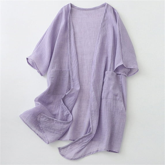 Nrmvnmi Women's Beach Cover Up Swimsuit Kimono Pareo Sarong Beach Wear Dress Tropical Sun Dresses for Summer Purple