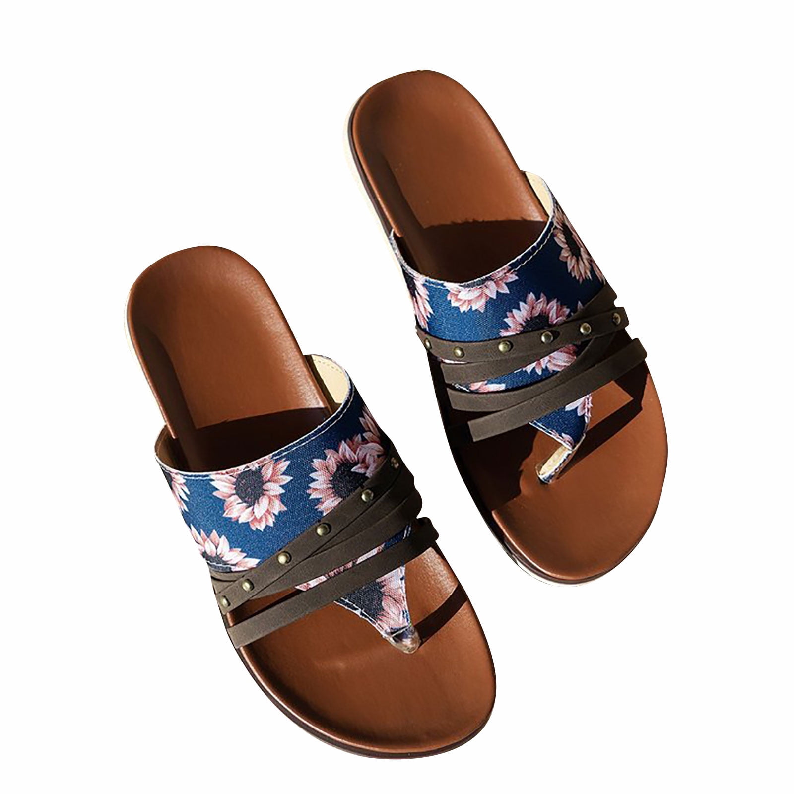 Nrmvnmi Women's Beach Retro Flip-Flop Slides Strap Beach Slippers ...
