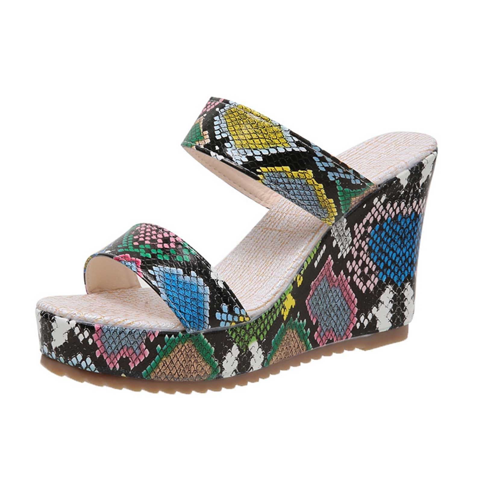 Multi color shops wedge heels