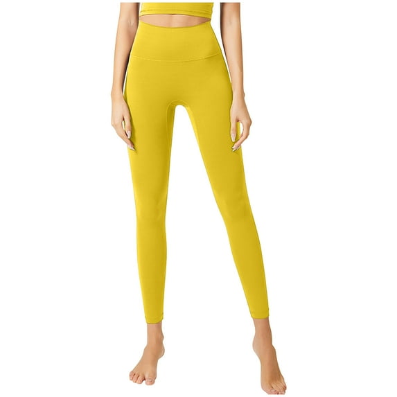 Nrmvnmi Women's Bootcut Yoga Pants Solid Color High Waist Workout Bootleg Yoga Pants 4 Way Stretch Pants Yellow-M Mothers Day Gifts