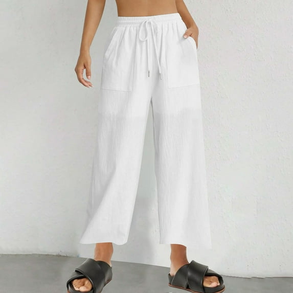 Nrmvnmi Women's Casual Long Pants Comfortable Home Pants Solid Color Casual Wide Leg Sports Pants Long Pants