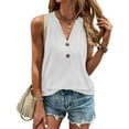 thumbnail image 1 of Nrmvnmi Women's Casual Sleeveless Tank Top Summer Button V Neck Tops Loose Fit Tee Shirt Blouse For Mothers day gifts, 1 of 5