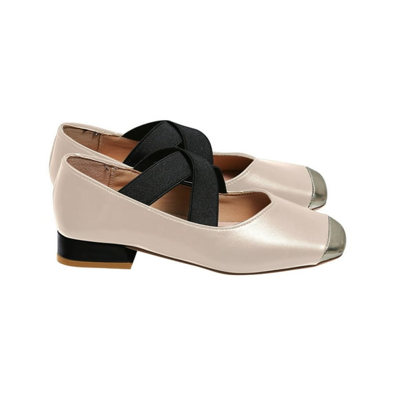 Nrmvnmi Women's Chunky Heels Closed Toe Mary Shoes Block Heels Square Toe Strappy Ballerina Dress Wedding Party Pumps Shoes White Mothers Day Gifts