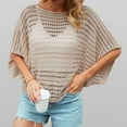 thumbnail image 1 of Nrmvnmi Women's Crochet Tops Summer Short Sleeve Beach Cover Up Knit Hollow Out Sexy See Through Tops For Mothers day gifts, 1 of 4