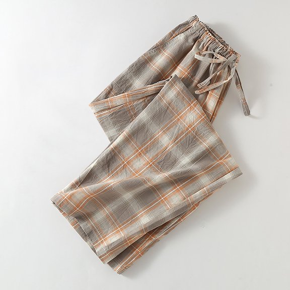 Nrmvnmi Women's Fashion Plaid Printed Pajama Pants Cotton Double Layered Single Pants Sleepwear Elastic Waisted Pants Loose Comfortable Sleepwear Pants Comfortable Loungewear Pants