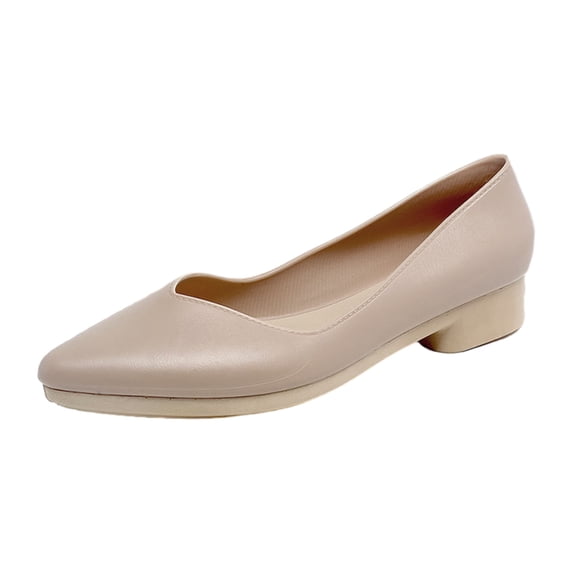 Nrmvnmi Women's Flats Shoes Pointed Toe Heels Chunky Low Heels Shoes Solid Color Office Lady Pumps Dress Shoes Khaki Mothers Day Gifts