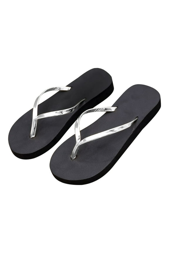 Women's Flip-Flop Slippers Summer Trendy Casual Beach Dressy Thong Sandals Silver Mothers Day Gifts