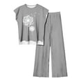 thumbnail image 1 of Nrmvnmi Women's Floral Printed 2 Piece Outfits Cap Sleeveless Pullover Sweater High Low Vest Tops Elastic Waisted Pants Loungwear Set Gray LMothers Day Gifts, 1 of 2