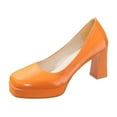thumbnail image 1 of Nrmvnmi Women's Heels Platform Chunky Block Heels Square Closed Toe Low Heels Dress Shoes Comfortable Wedding Party Office Pumps Shoe Orange Mothers Day Gifts, 1 of 9