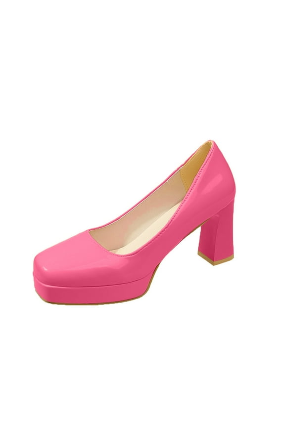 Women's Heels Platform Chunky Block Heels Square Closed Toe Low Heels Dress Shoes Comfortable Wedding Party Office Pumps Shoe Hot Pink Mothers Day Gifts