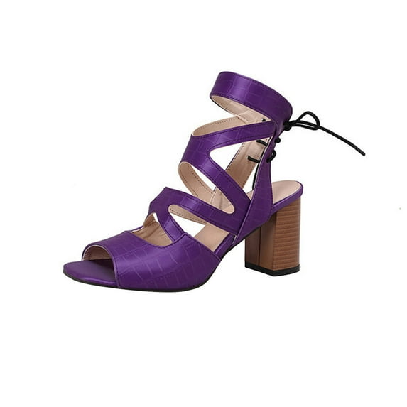 Nrmvnmi Women's High Heels Shoes Open Toe Strappy Lace Up Heels for Wedding Prom Party Gown Shoes Purple Mothers Day Gifts