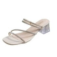 thumbnail image 1 of Nrmvnmi Women's High Heels Slides Open Toe Rhinestone Summer Strappy Dreesy Mules Square Toe Slip on Chunky Block Heels Sandals Beige Mothers Day Gifts, 1 of 9
