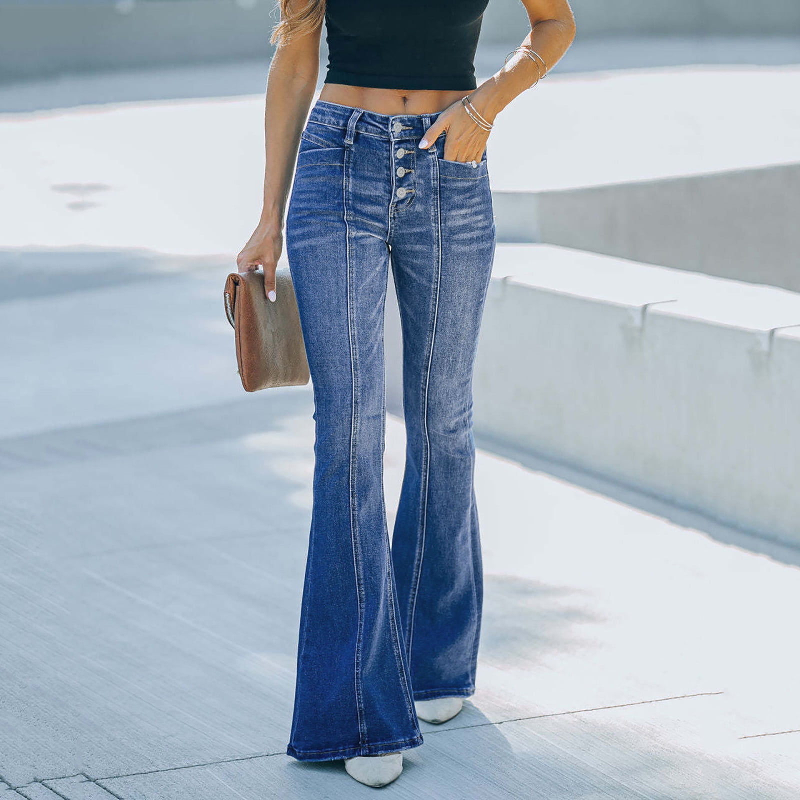 Belle Beauty- Ripped bell bottom DENIM PANTS (New)