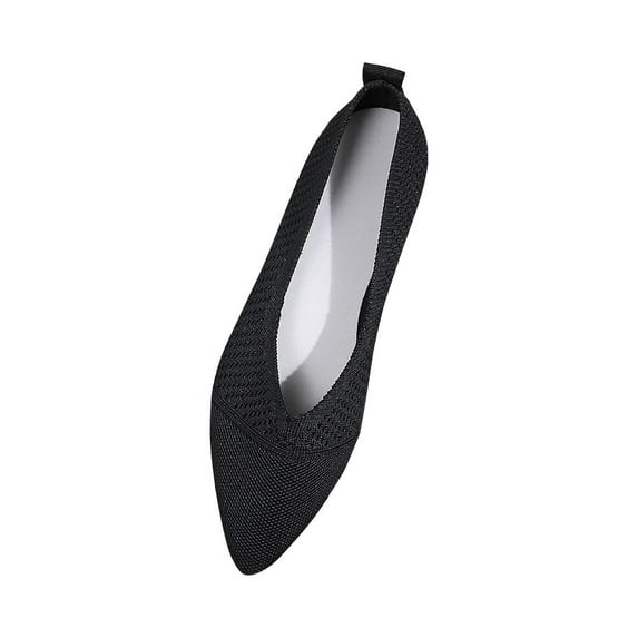 Nrmvnmi Women's Knit Dress Shoes Pointed Toe Flat Bottomed Casual Sports Shoes Black Mothers Day Gifts