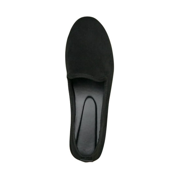 Nrmvnmi Women's Loafer Flat Closed Toe Plus Size Black Suede Round Toe Shallow Mouth Casual Slip-On Flat Shoes Black Mothers Day Gifts