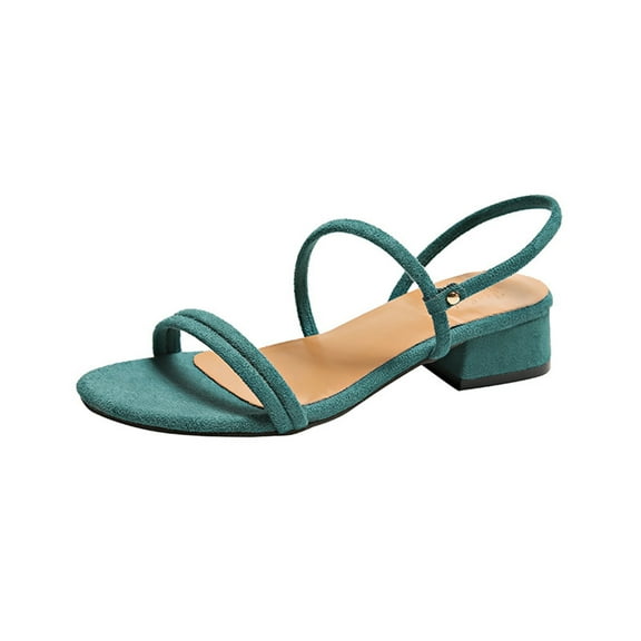 Nrmvnmi Women's Low Heels Sandals Open Toe Summer Medium Heel Strap Thick Heel Two-Wear Sandals for Women Green Mothers Day Gifts