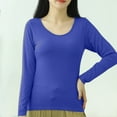 thumbnail image 1 of Nrmvnmi Women 's Modal T Shirt Bra Crew Neck Long Sleeve Pajama Yoga Top Padded Casual Top Tee Shirt With Built in Bra Basic T-Shirts Solid Color Loose Loungewear, 1 of 1