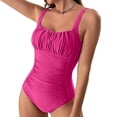 thumbnail image 1 of Nrmvnmi Women's One Piece Bathing Suit Ruched Square Neck Tummy Control Swimwear Full Coverage Slimming Swimsuit for Women, Hot Pink-XL, 1 of 4