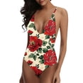 thumbnail image 1 of Nrmvnmi Women's One Piece Swimsuit Bathing Suit Scoop Neck Ruched Double Adjustable Straps Cutout V Ring Mothers Day Gifts, 1 of 3