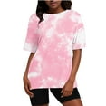 thumbnail image 1 of Nrmvnmi Women’s Oversized Tie-Dye Short Sleeve Tunic Tops Crew Neck Casual Drop Shoulder T Shirts Biker Shorts Set Mothers Day Gifts, 1 of 5