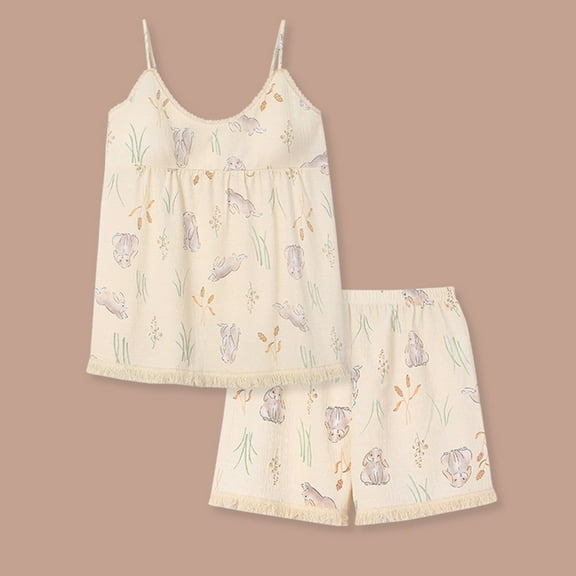 Nrmvnmi Women's Pajama Set- 2-Piece Micro Built-In-Paded Shorts and Cami Shorts Sleepwear Set