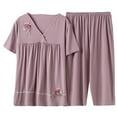 thumbnail image 1 of Nrmvnmi Women's Pajama Sets Short Sleeve Crew Neck Cotton Sleepwear Top and Capri Pants Soft Pjs 2 Piece Loungewear with Pockets Mothers day Gifts for Wife, 1 of 2