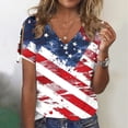 thumbnail image 1 of Nrmvnmi Women's Patriotic Short Sleeve Blouse Shirt Summer American Flag Dressy Casual Loose Cute Cold Shoulder Tunic Top Mothers Day Gifts Independence Day, 1 of 4