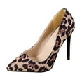 thumbnail image 1 of Nrmvnmi Women's Pumps Slip on High Heels with Pointed Toe Stiletto Faux Suede Leopard Print Bridal Party Gown Heels for Casual Khaki Mothers Day Gifts, 1 of 6