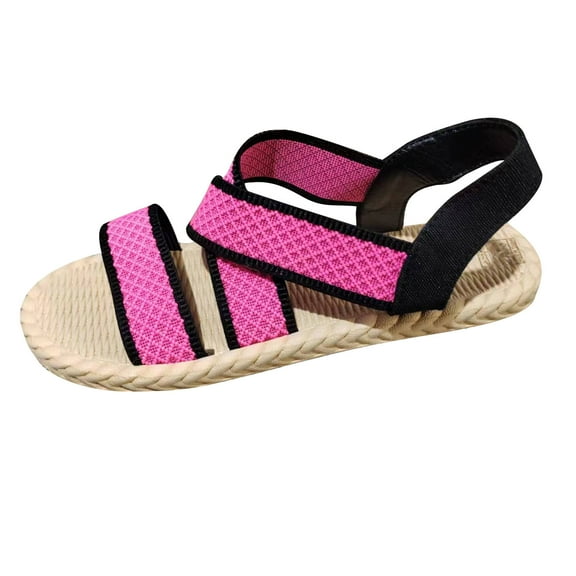 Nrmvnmi Women's Sandals Comfortable Dressy Summer Bohemian Shoes Open Toe Spring Flat Soft Soled Roman Sandals Beach Shoes Pink Mothers Day Gifts