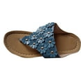thumbnail image 1 of Nrmvnmi Women's Slippers Open Toe Flip-Flops with Arch Support Wedge Flip-Flops Floral Summer Comfortable Shoe Blue Mothers Day Gifts, 1 of 7